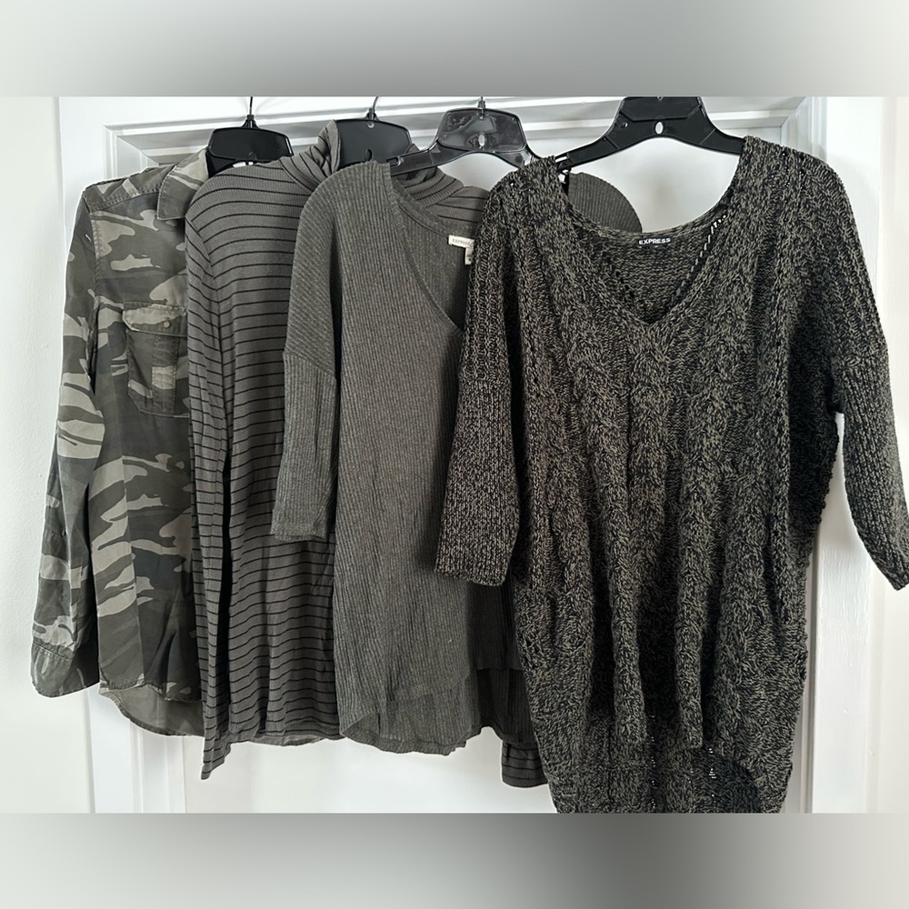 Bundle of 4 army green size M tops